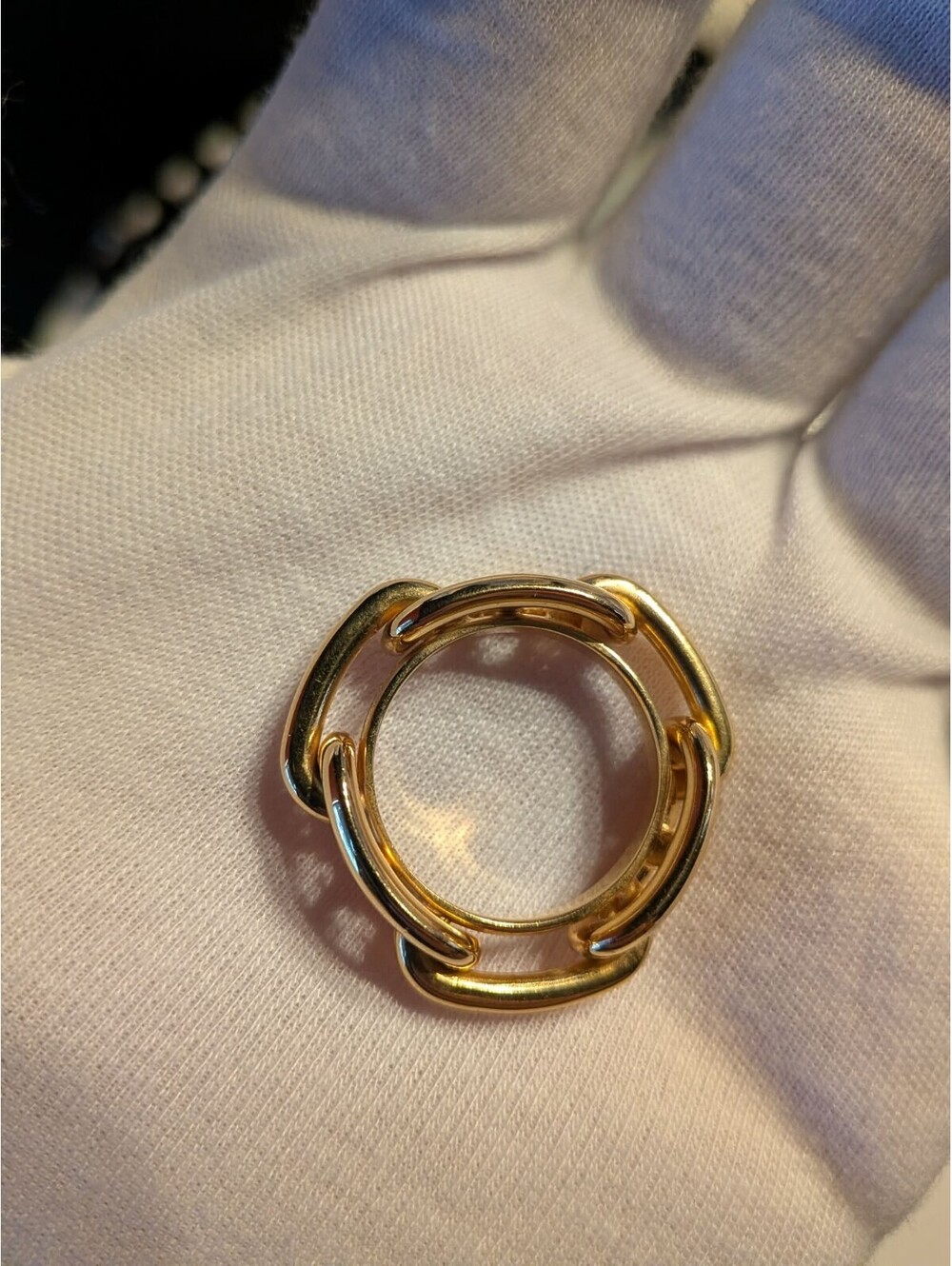 Nice!  HERMES Regate Chaine D'ancre Scarf Ring GP Gold Tone